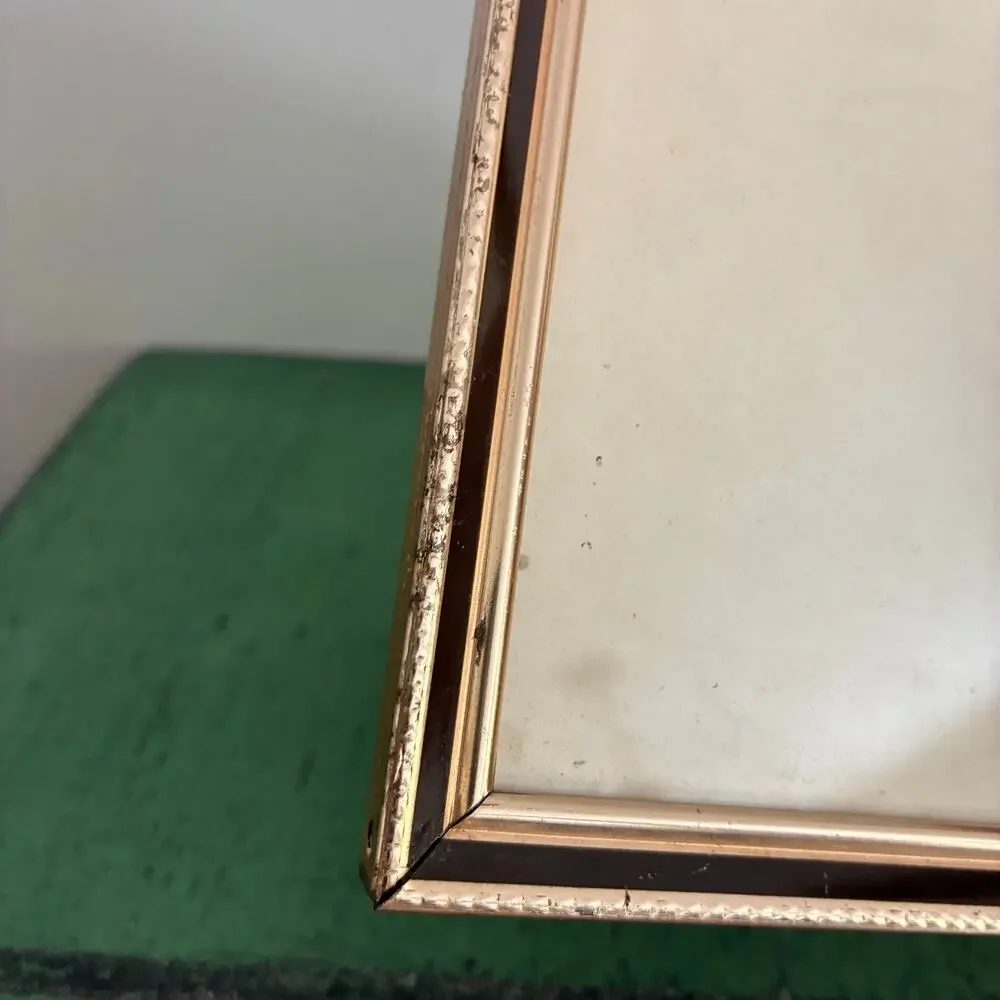 Vintage Gold Tone Black Metal Picture Frame 5x7 Easel Back Tabletop Display